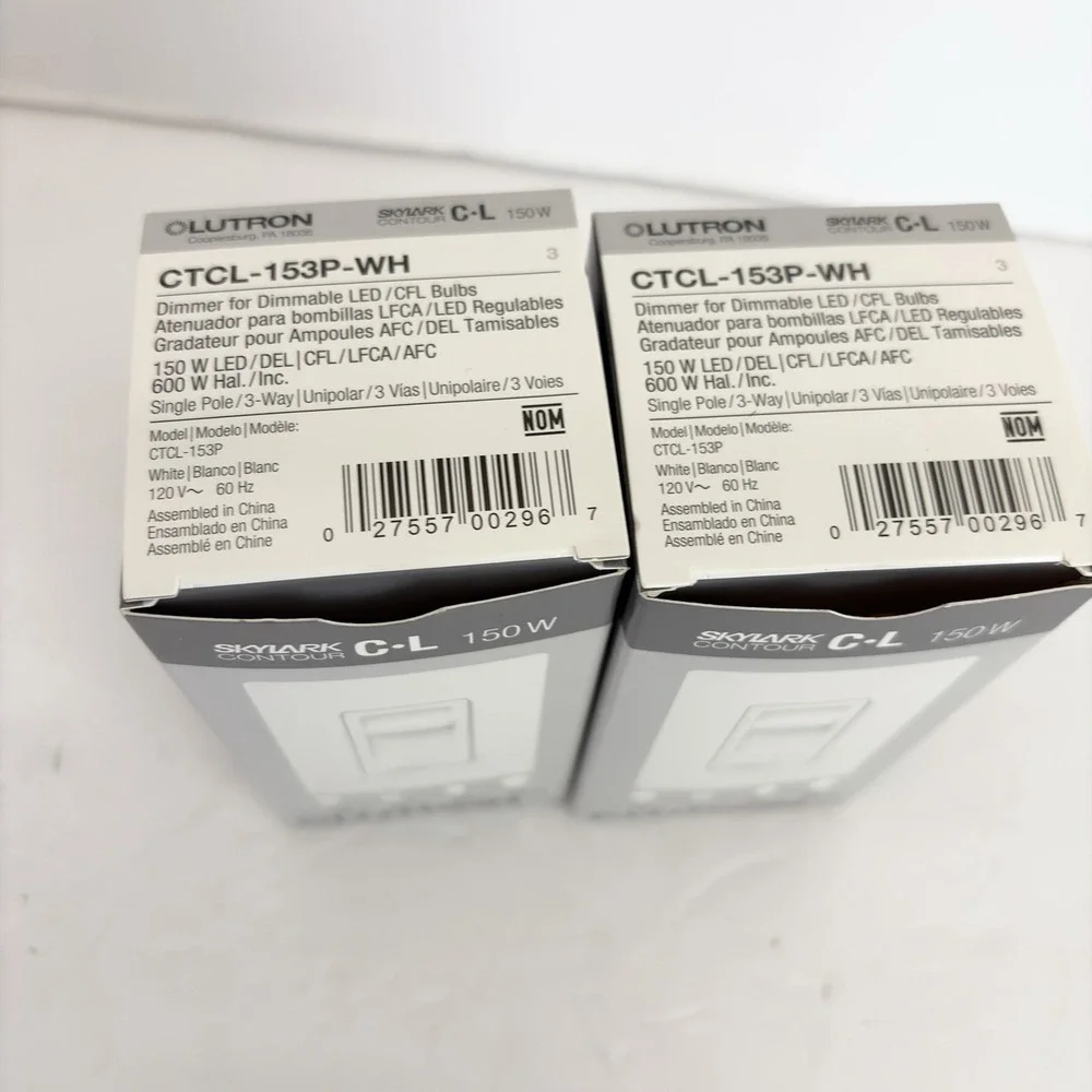 Lot 2 Lutron CTCL-153P-WH Skylark Contour 150-Watt Multi-Location CFL/LED White
